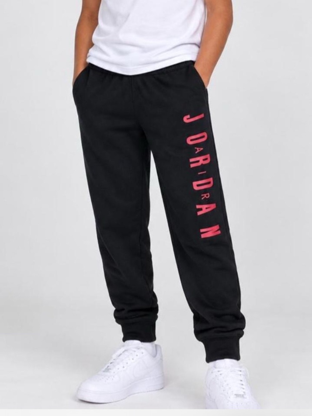 Jordan Black Joggers with Pink Vertical Logo